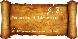 Janecska Hiláriusz névjegykártya
